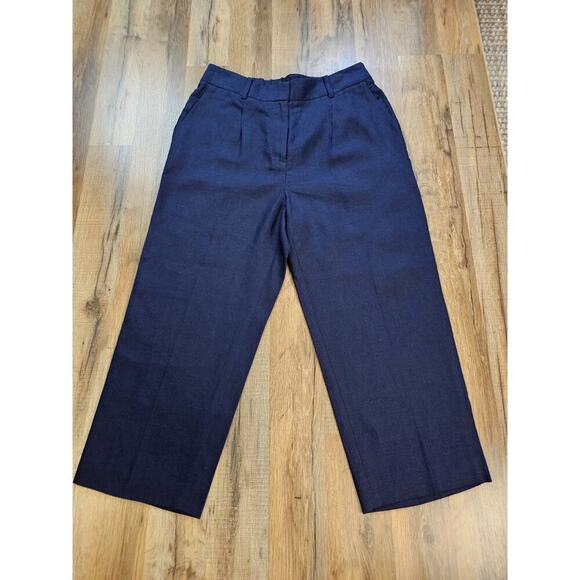 Talbots Pants - Talbots Bristol Crop Leg 100% Linen Pants Women’s Size 6P Navy High Rise